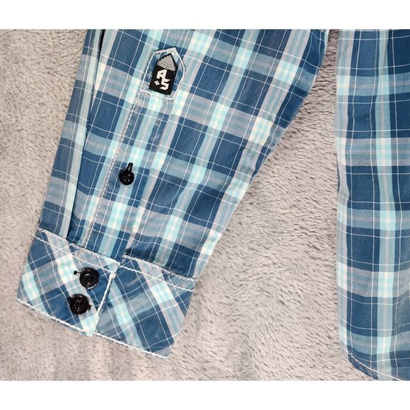 Austin Season Shirt Mens Large Plaid Distressed Embroidered Western Cowboy Top - Picture 10 of 12